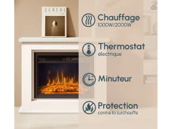 Mueble con chimenea para Salón comedor en Blanco 98x27,5x81cm Alaska