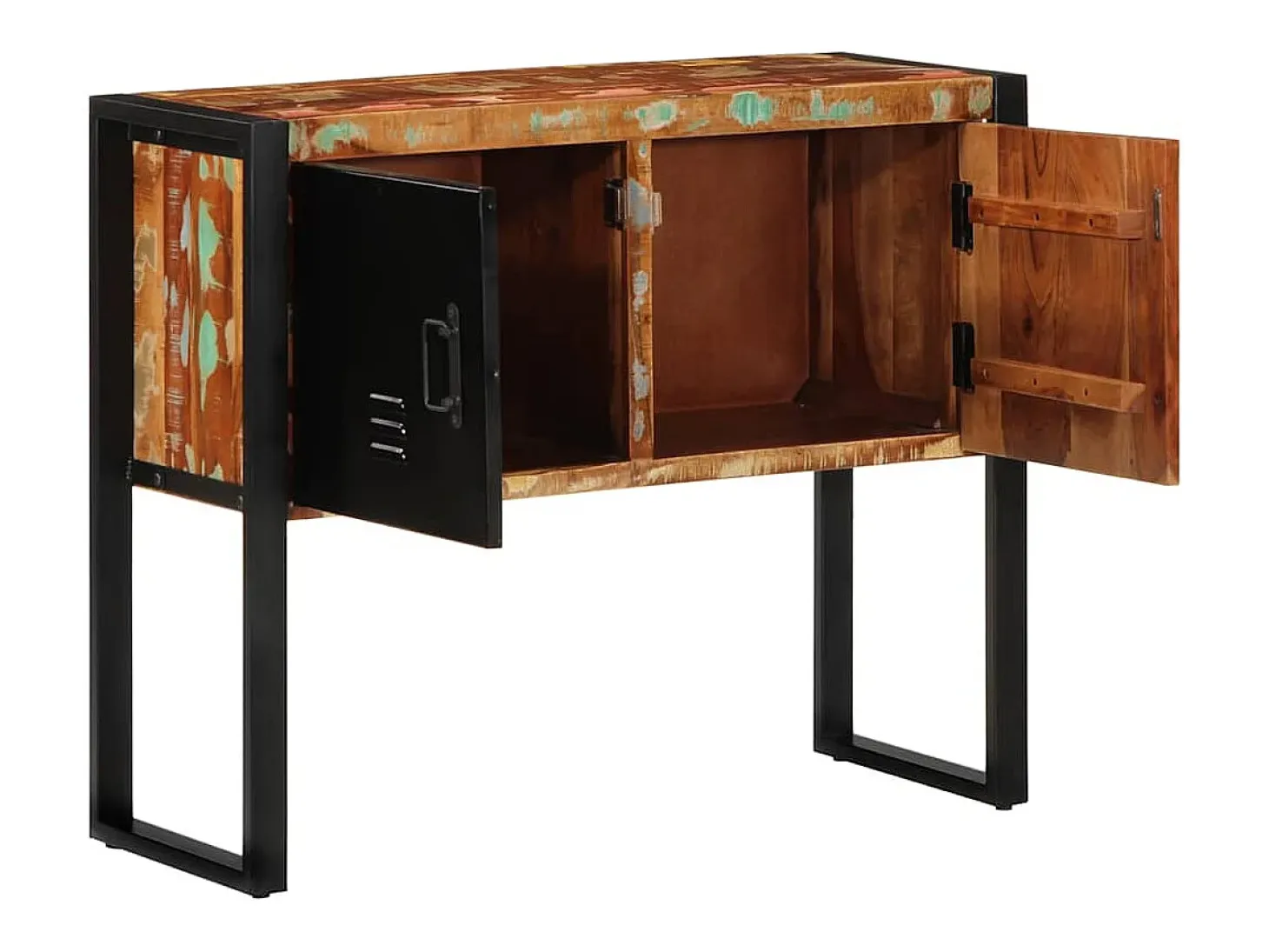 Mueble consola madera maciza reciclada multicolor 90x35x75 cm