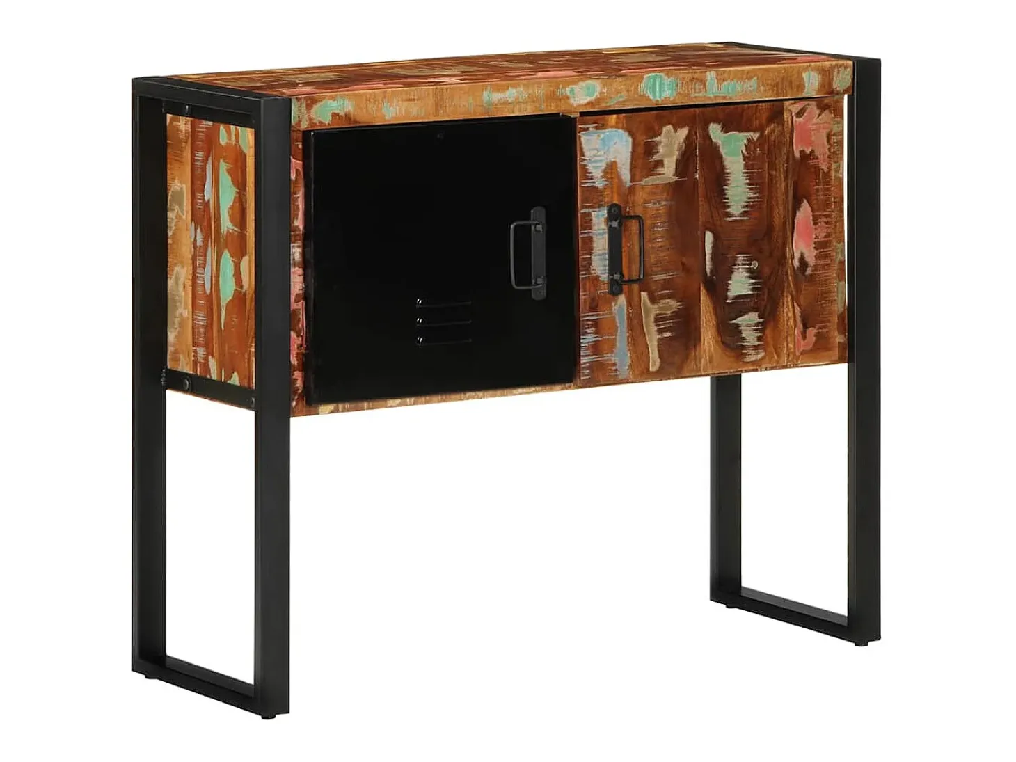 Mueble consola madera maciza reciclada multicolor 90x35x75 cm