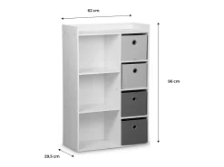 Mueble de almacenamiento para niños 4 cestas azul