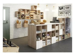 Mueble de almacenamiento de pino macizo Dinamic con estante