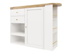 Mueble de bar giratorio y plegable - con 2 cajones y 1 puerta - Blanco