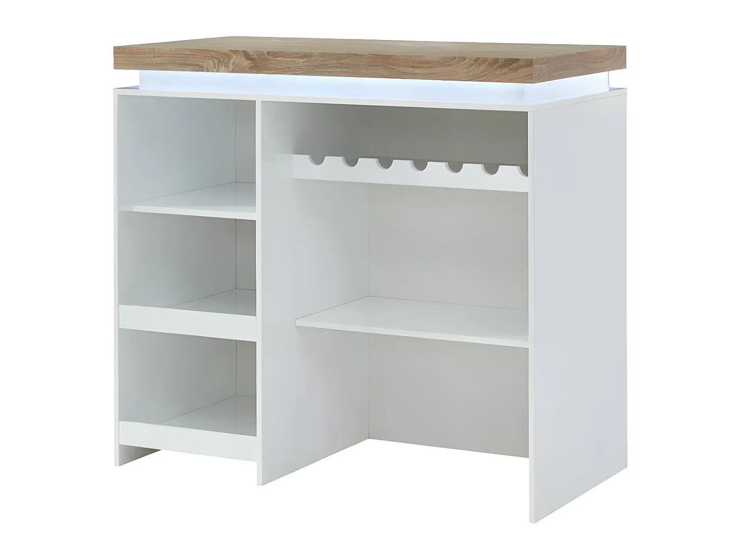 Mueble de bar luminosos - MDF lacado blanco - LEDs - Blanco y roble. HALO II