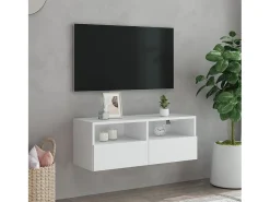Mueble de pared para TV madera de ingeniería blanco 80x30x30 cm