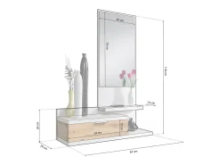 Mueble de recibidor Fiord Blanco Artik (Blanco Mate) - Roble Nodi
