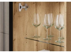 Mueble de salón moderno – mate, 2 vitrinas y mueble TV 180 cm roble Wotan