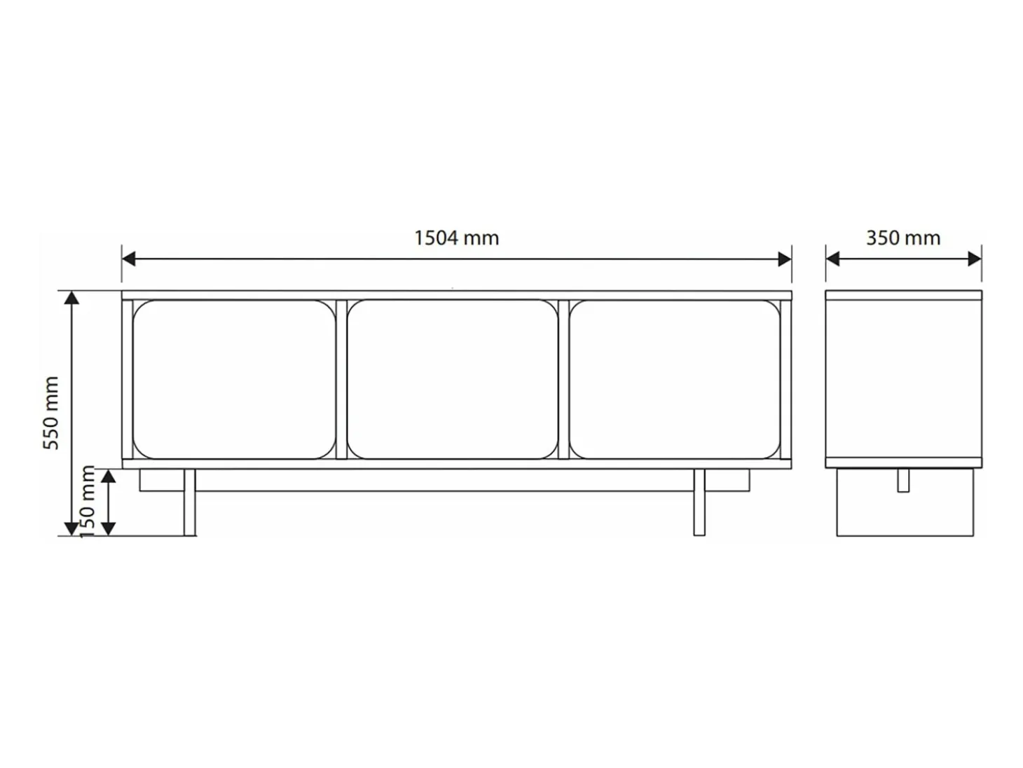 Mueble de televisión - 150 cm - gris - WUWU