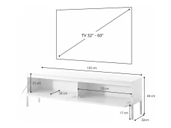 Mueble de TV - 150 cm - efecto ladrillo con patas negras - BEMMI