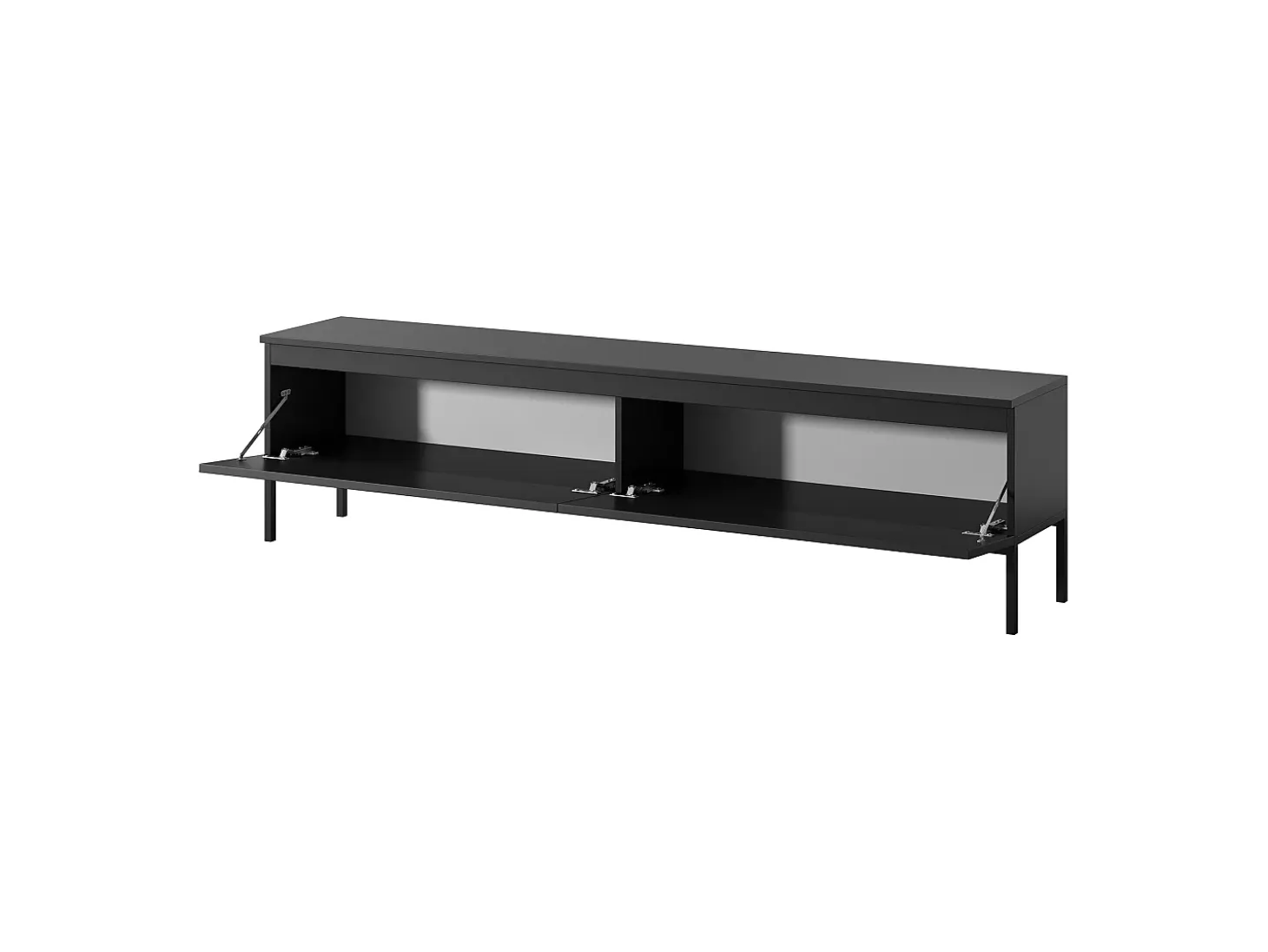Mueble de TV - 175 cm - negro con patas negras - BEMMI