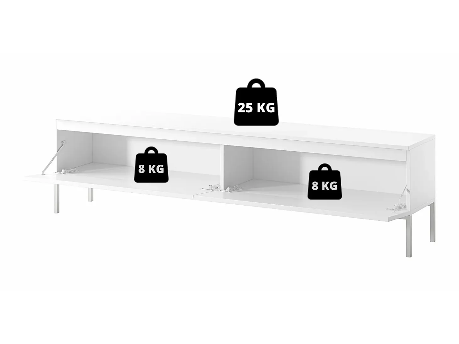 Mueble de TV - 175 cm - negro con patas negras - BEMMI