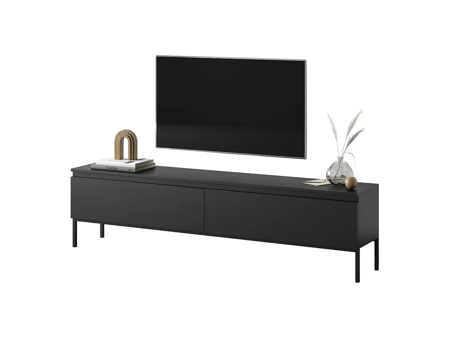 Mueble de TV - 175 cm - negro con patas negras - BEMMI