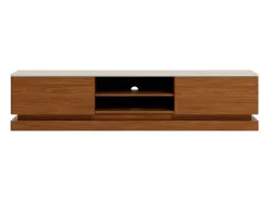Mueble de TV 2 cajones y 2 estantes con LEDs en MDF - Marrón oscuro y beige - DEVIKA de Pascal MORABITO