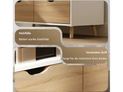 Mueble de TV bajo con 2 estantes, cajón, 99 cm de largo, mesa de TV para televisión, para salón, color blanco