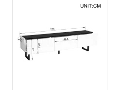 Mueble de TV bajo moderno - 170 x 35 x 47 cm - con 3 cajones - Diseño clásico - MDF - blanco y negro