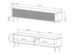 Mueble de TV: Blanco, 200 x 38 x 51,2 cm
