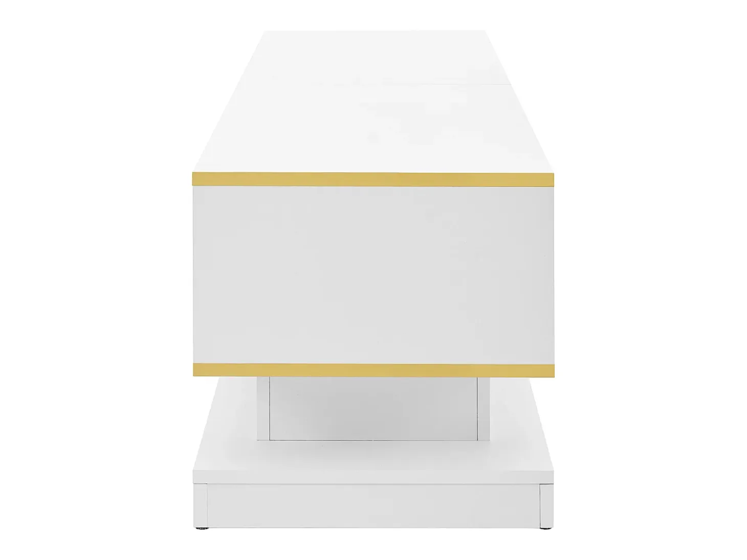 Mueble de TV blanco con tres cajones de almacenamiento y detalles dorados - para salas de estar y oficinas