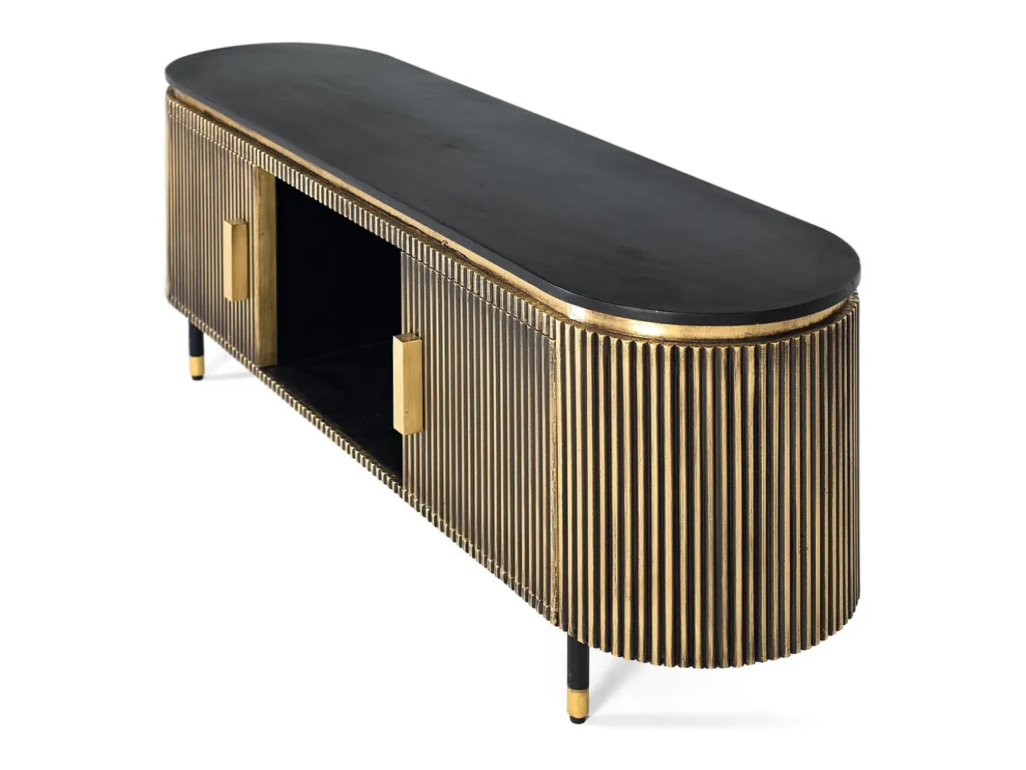 Mueble de tv bronce en madera de mango y bronce 150cm