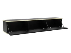Mueble de TV colgante con 3 puertas de MDF - Negro y Dorado - ALESAR