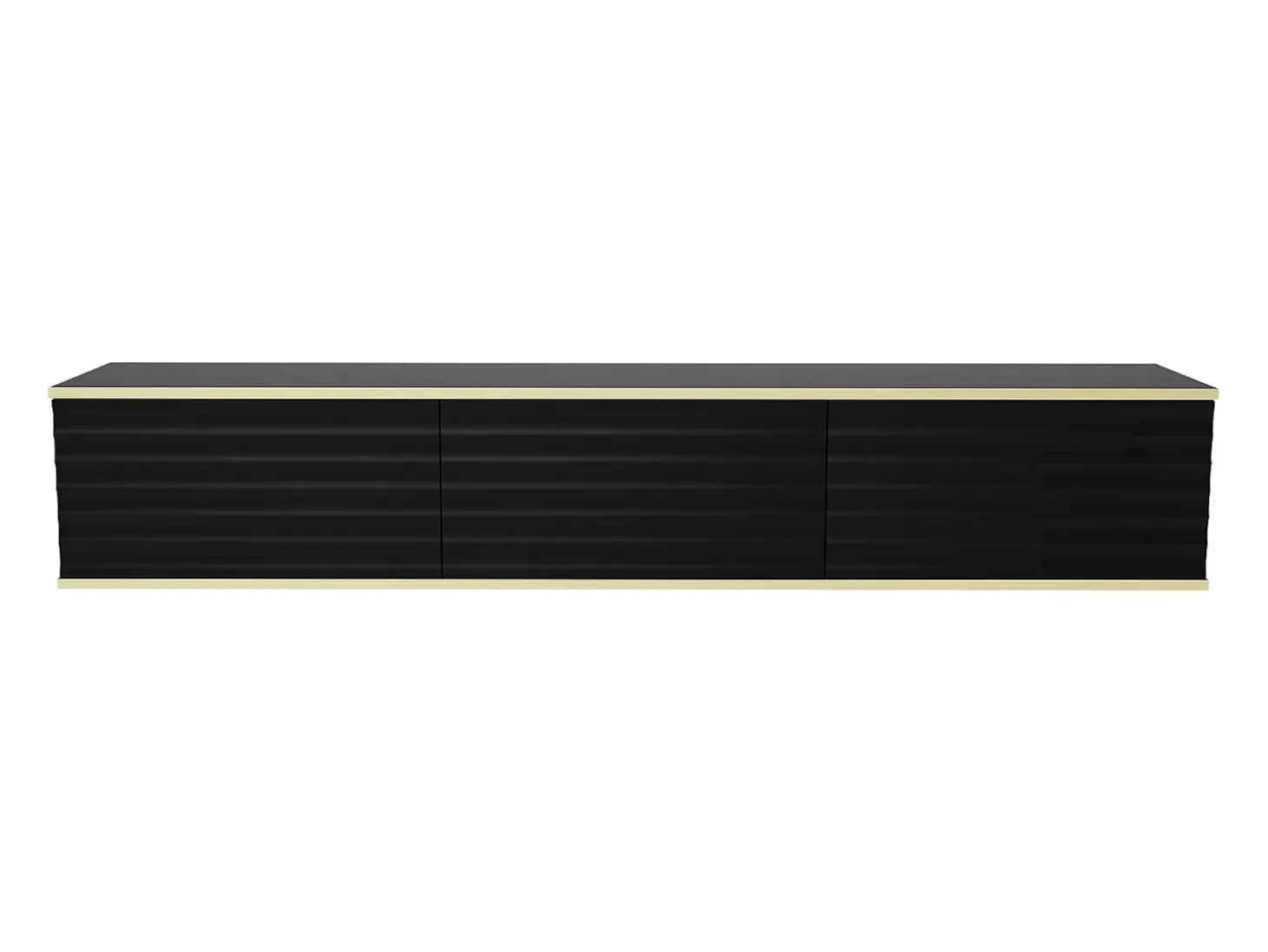 Mueble de TV colgante con 3 puertas de MDF - Negro y Dorado - ALESAR