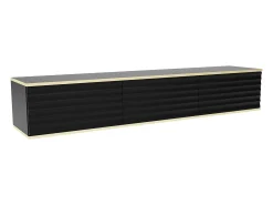 Mueble de TV colgante con 3 puertas de MDF - Negro y Dorado - ALESAR