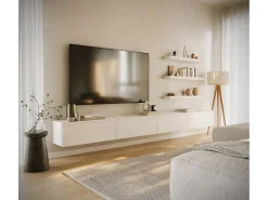 Mueble de TV colgante con 4 puertas abatibles – 300 cm – blanco – BEMMI