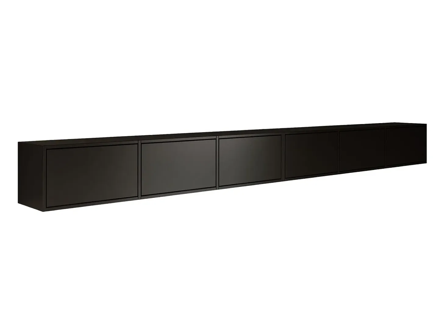 Mueble de TV colgante con 6 puertas abatibles – 300 cm – negro – FRAMME