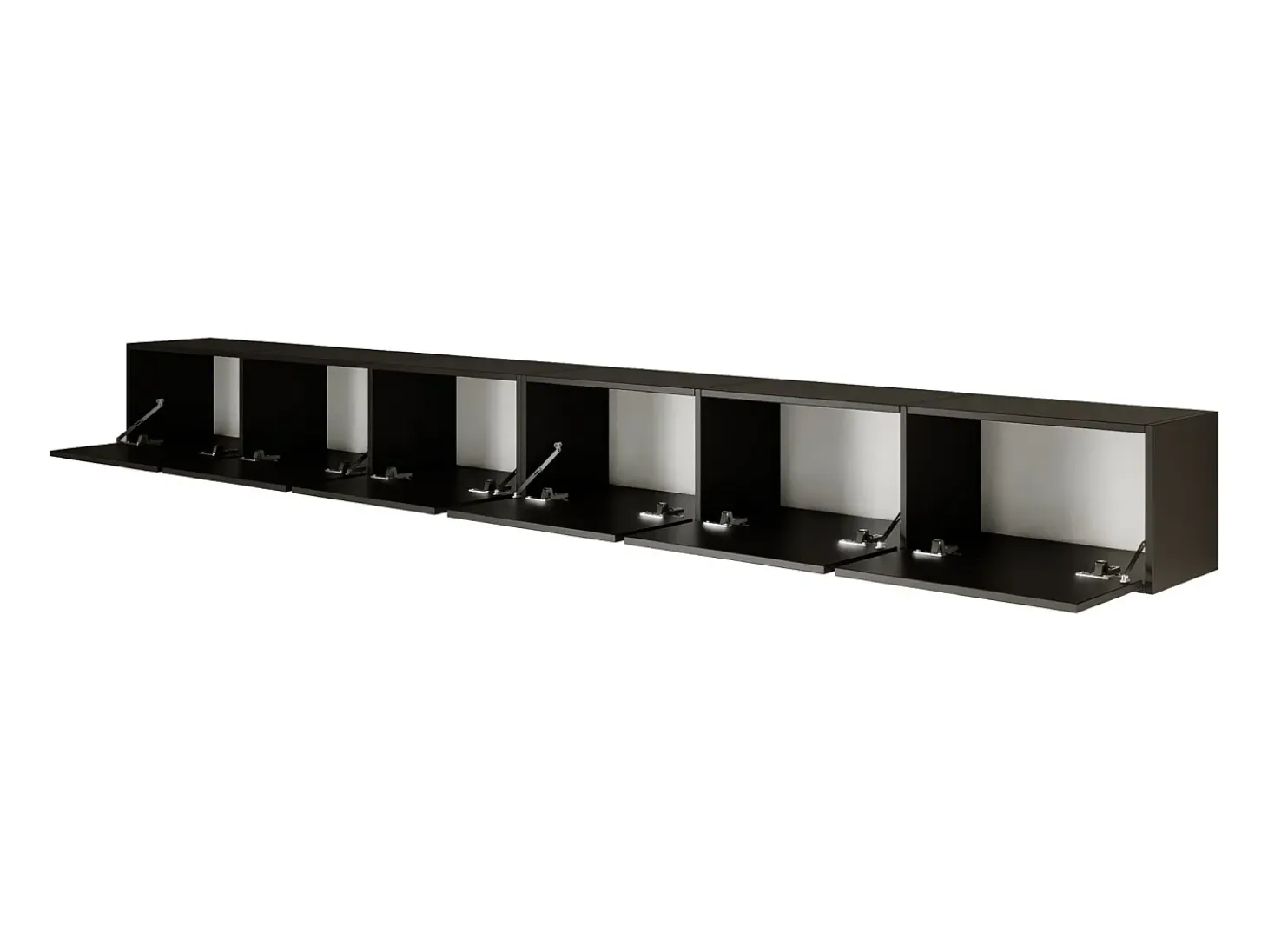 Mueble de TV colgante con 6 puertas abatibles – 300 cm – negro – FRAMME