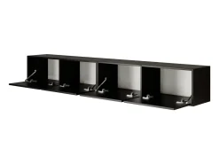 Mueble de TV colgante con 4 puertas abatibles – 200 cm – negro – FRAMME