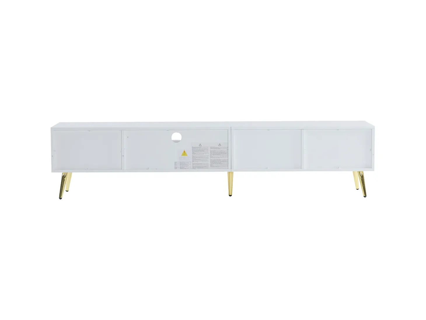Mueble de TV con 1 cajón y 2 puertas - Diseño de nido de abeja - Patas de metal - Blanco