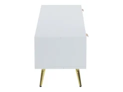 Mueble de TV con 1 cajón y 2 puertas - Diseño de nido de abeja - Patas de metal - Blanco