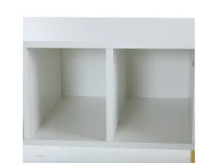Mueble de TV con 1 cajón y 2 puertas - Diseño de nido de abeja - Patas de metal - Blanco
