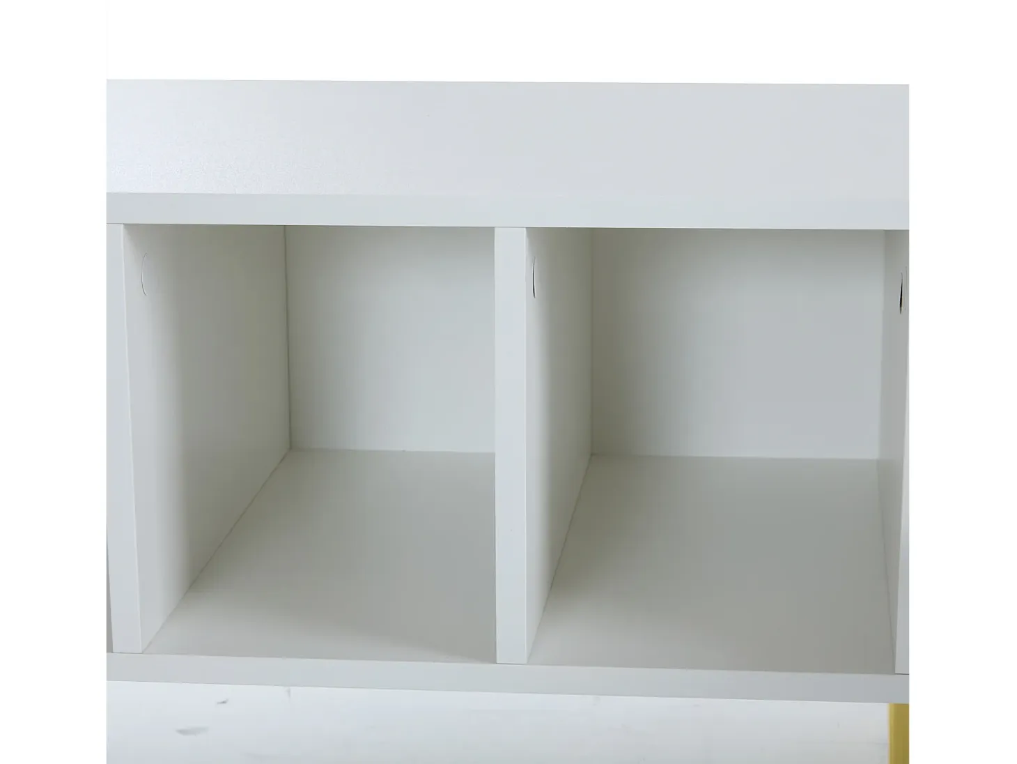 Mueble de TV con 1 cajón y 2 puertas - Diseño de nido de abeja - Patas de metal - Blanco