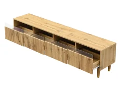 Mueble de TV con 4 cajones - Mueble de TV con iluminación LED y 5 patas de madera - madera - para salón