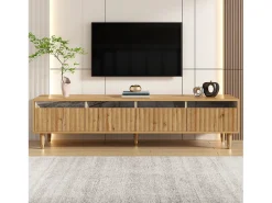 Mueble de TV con 4 cajones - Mueble de TV con iluminación LED y 5 patas de madera - madera - para salón