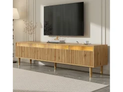 Mueble de TV con 4 cajones - Mueble de TV con iluminación LED y 5 patas de madera - madera - para salón