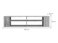 Mueble de TV con 4 compartimentos - Blanco - 140 cm - WALL
