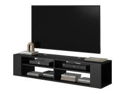 Mueble de TV con 4 compartimentos - Negro - 140 cm - WALL
