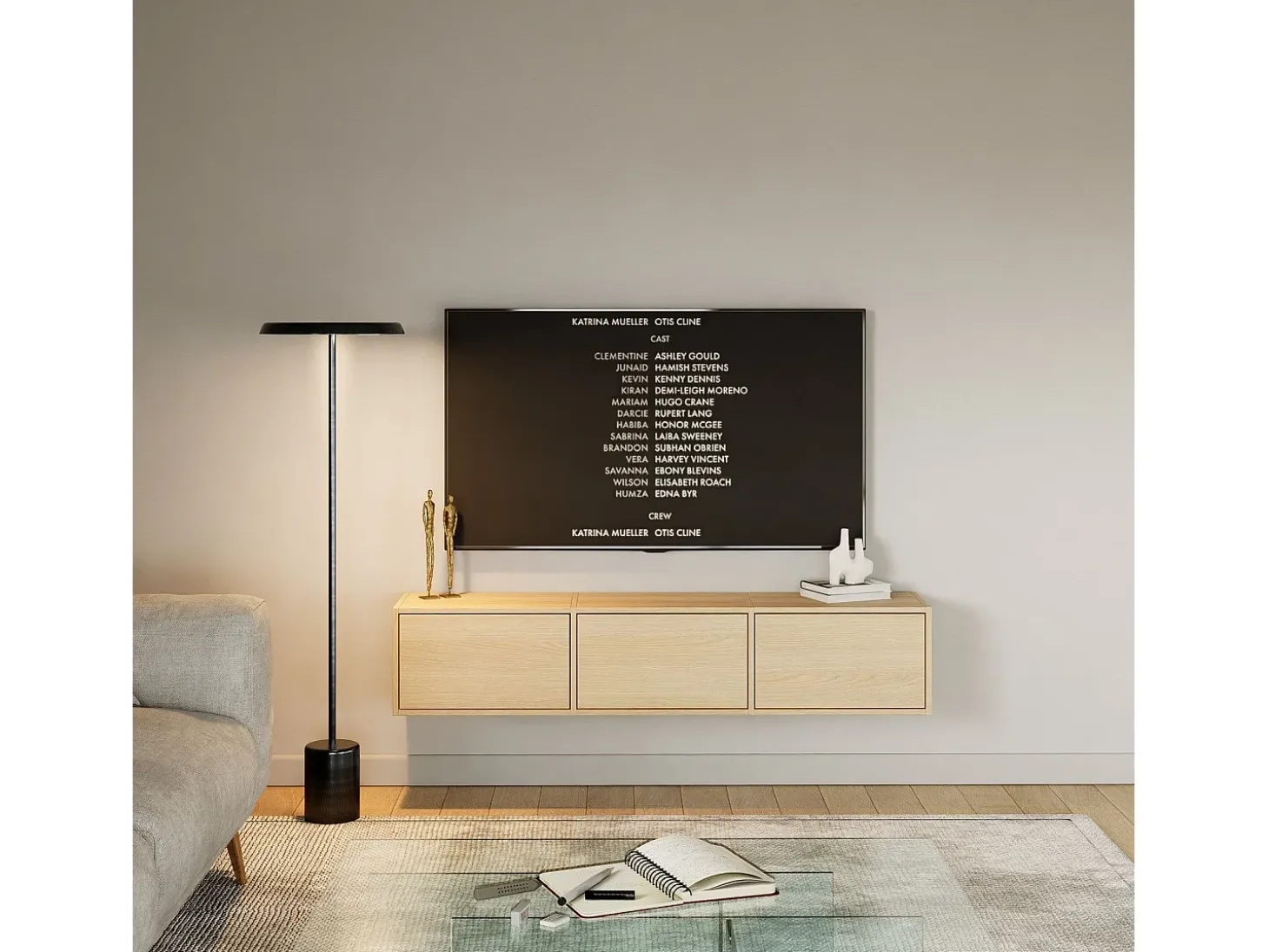 Mueble de TV con 3 puertas – acabado roble – 150 cm – FRAMME