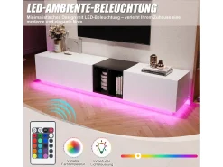 Mueble de TV con 2 puertas y 1 cajón - Diseño de bloques en blanco y negro