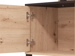 Mueble de TV con 4 puertas y 3 estantes - Natural y Negro - NUJA