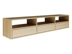 Mueble de TV con 3 puertas y estantes – acabado roble – 150 cm – FRAMME