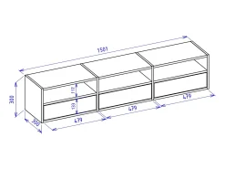 Mueble de TV con 3 puertas y estantes – acabado roble – 150 cm – FRAMME