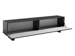Mueble de TV con 2 puertas, 180 cm, en MDF - Negro - LUDIMA