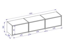 Mueble de TV con 3 puertas – blanco – 150 cm – FRAMME
