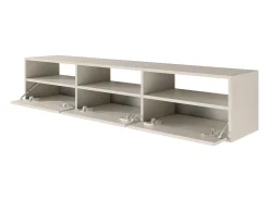 Mueble de TV con 3 puertas y estantes – gris cachemira – 150 cm – FRAMME