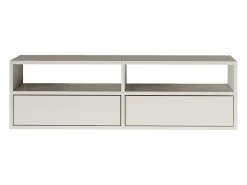 Mueble de TV con 2 puertas y estantes – blanco – 100 cm – FRAMME
