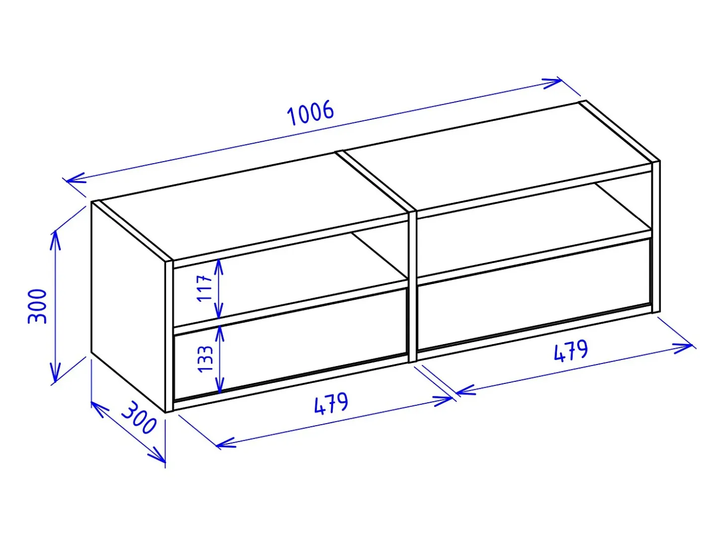 Mueble de TV con 2 puertas y estantes – blanco – 100 cm – FRAMME