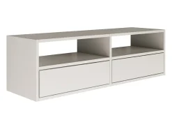 Mueble de TV con 2 puertas y estantes – blanco – 100 cm – FRAMME