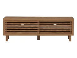 Mueble de TV con 2 puertas correderas de lamas perforadas L140 cm - LIAM
