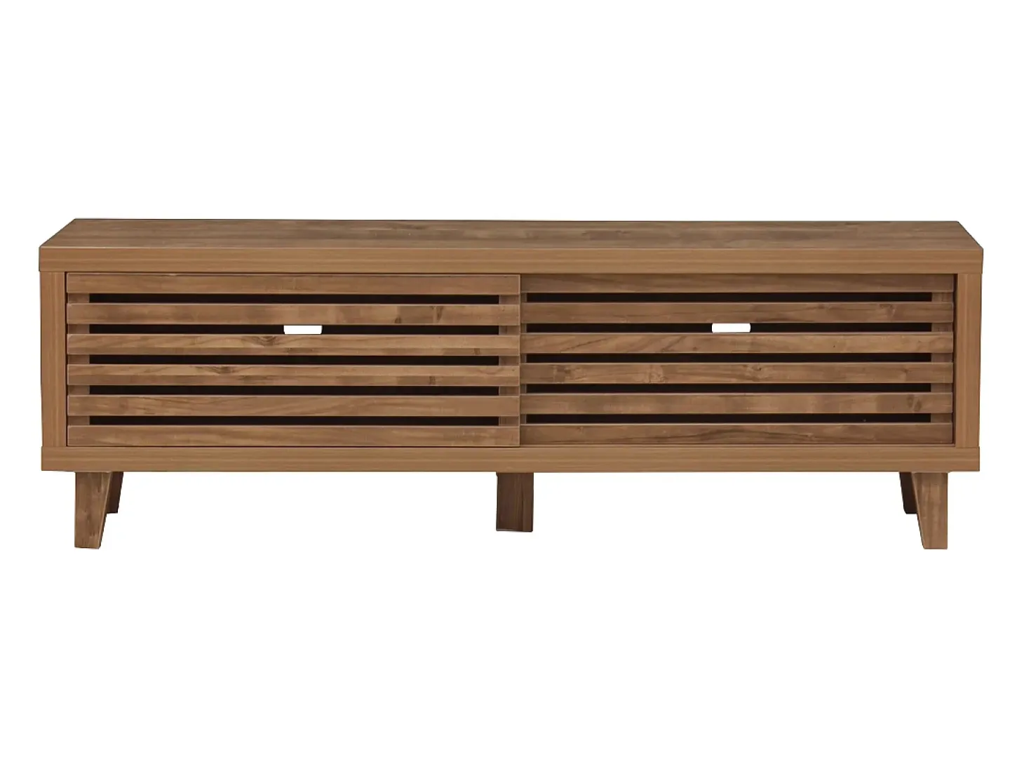 Mueble de TV con 2 puertas correderas de lamas perforadas L140 cm - LIAM